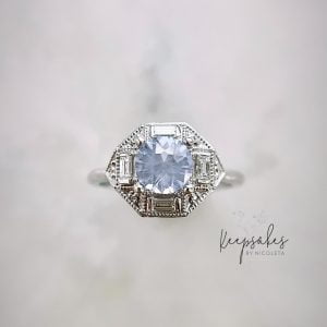 Clara keepsake ring with created sapphire from ashes